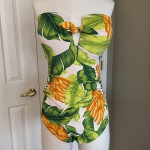 NWT ~ Kono Sol Tropical Leaf Print Swimsuit